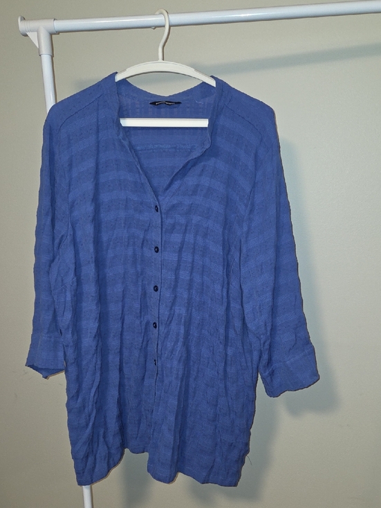 Penningtons Tops - Penningtons Royal Blue Textured Button-Front Tunic